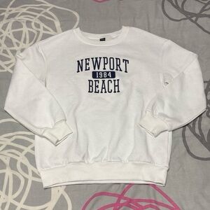 SHEIN White Newport Beach 1984 Sweatshirt